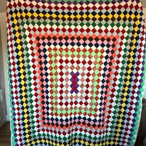 Vintage “Trip Around the World” (Postage Stamp diamond) finished quil